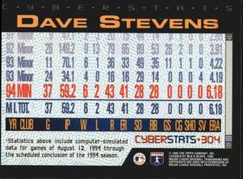 1995 Topps - CyberStats (Spectralight) #304 Dave Stevens Back