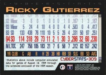 1995 Topps - CyberStats (Spectralight) #309 Ricky Gutierrez Back