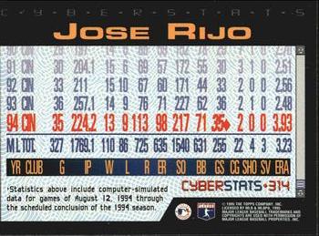 1995 Topps - CyberStats (Spectralight) #314 Jose Rijo Back