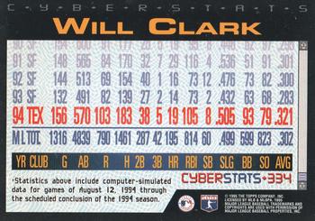 1995 Topps - CyberStats (Spectralight) #334 Will Clark Back