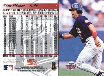 1998 Donruss Collections Donruss - Prized Collections #PC 1 Paul Molitor Back