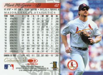 1998 Donruss Collections Donruss - Prized Collections #PC 62 Mark McGwire Back