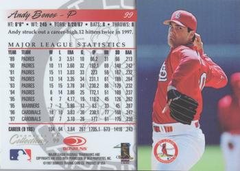 1998 Donruss Collections Donruss - Prized Collections #PC 99 Andy Benes Back