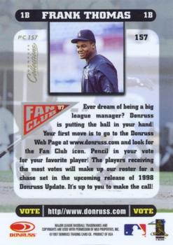 1998 Donruss Collections Donruss - Prized Collections #PC 157 Frank Thomas Back