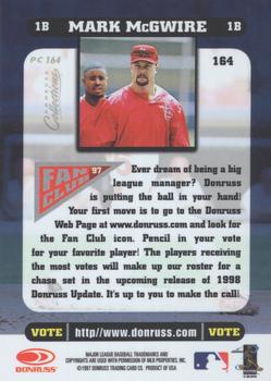 1998 Donruss Collections Donruss - Prized Collections #PC 164 Mark McGwire Back