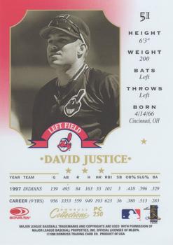 1998 Donruss Collections Leaf - Prized Collections #PC 250 David Justice Back