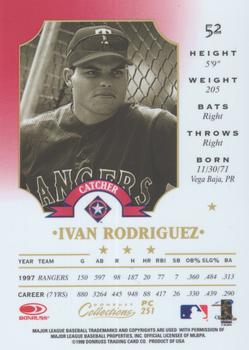 1998 Donruss Collections Leaf - Prized Collections #PC 251 Ivan Rodriguez Back