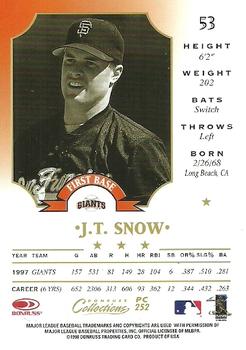 1998 Donruss Collections Leaf - Prized Collections #PC 252 J.T. Snow Back