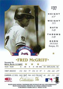 1998 Donruss Collections Leaf - Prized Collections #PC 336 Fred McGriff Back