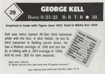 1981 Boston Globe Boston Red Sox #29 George Kell Back