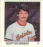 1983 Fleer Stamps #NNO Scott McGregor Front