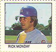 1983 Fleer Stamps #NNO Rick Monday Front
