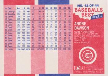 1987 Fleer Baseball's Best Sluggers vs. Pitchers #12 Andre Dawson Back