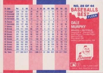 1987 Fleer Baseball's Best Sluggers vs. Pitchers #28 Dale Murphy Back