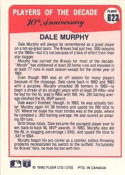 1990 Fleer Canadian #623 Dale Murphy Back