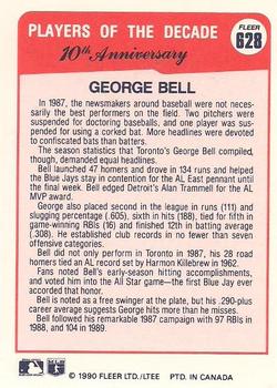 1990 Fleer Canadian #628 George Bell Back