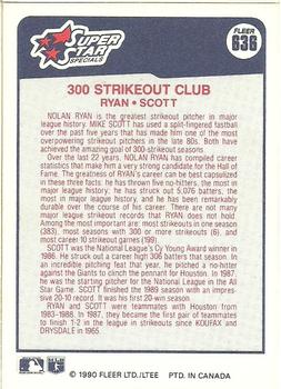 1990 Fleer Canadian #636 300 Strikeout Club (Nolan Ryan / Mike Scott) Back