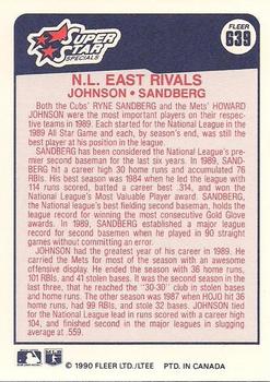 1990 Fleer Canadian #639 N.L. East Rivals (Howard Johnson / Ryne Sandberg) Back