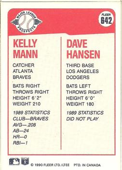 1990 Fleer Canadian #642 Kelly Mann / Dave Hansen Back