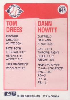 1990 Fleer Canadian #644 Tom Drees / Dann Howitt Back