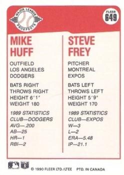 1990 Fleer Canadian #649 Mike Huff / Steve Frey Back