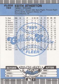1989 Fleer - Glossy #103 Keith Atherton Back