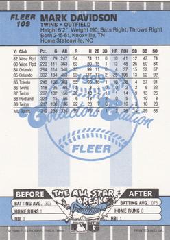 1989 Fleer - Glossy #109 Mark Davidson Back