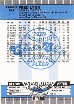 1989 Fleer - Glossy #138 Fred Lynn Back