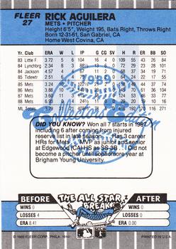 1989 Fleer - Glossy #27 Rick Aguilera Back