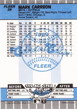 1989 Fleer - Glossy #29 Mark Carreon Back