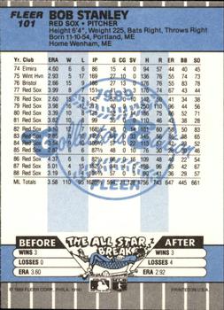 1989 Fleer - Glossy #101 Bob Stanley Back