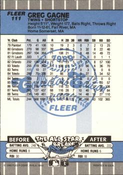 1989 Fleer - Glossy #111 Greg Gagne Back
