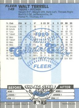 1989 Fleer - Glossy #149 Walt Terrell Back