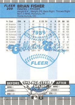 1989 Fleer - Glossy #209 Brian Fisher Back