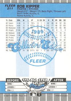1989 Fleer - Glossy #211 Bob Kipper Back