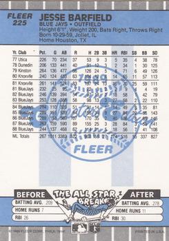 1989 Fleer - Glossy #225 Jesse Barfield Back