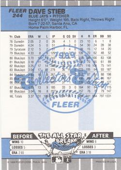 1989 Fleer - Glossy #244 Dave Stieb Back