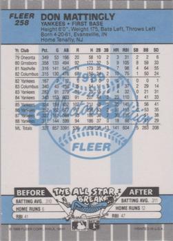 1989 Fleer - Glossy #258 Don Mattingly Back