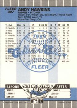 1989 Fleer - Glossy #307 Andy Hawkins Back