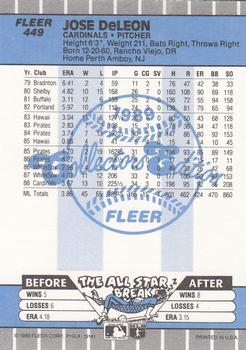 1989 Fleer - Glossy #449 Jose DeLeon Back