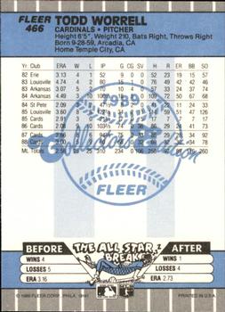 1989 Fleer - Glossy #466 Todd Worrell Back