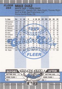1989 Fleer - Glossy #494 Mike Diaz Back