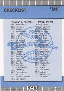 1989 Fleer - Glossy #654 Checklist: A's / Mets / Dodgers / Red Sox Back