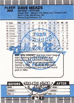 1989 Fleer - Glossy #362 Dave Meads Back