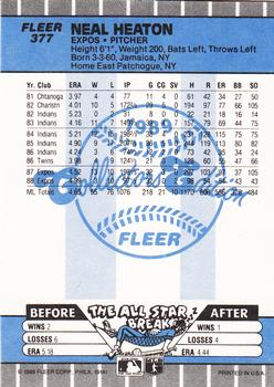 1989 Fleer - Glossy #377 Neal Heaton Back