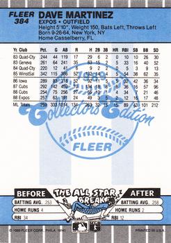 1989 Fleer - Glossy #384 Dave Martinez Back