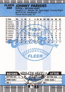 1989 Fleer - Glossy #388 Johnny Paredes Back