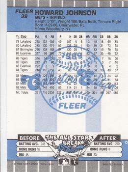 1989 Fleer - Glossy #39 Howard Johnson Back