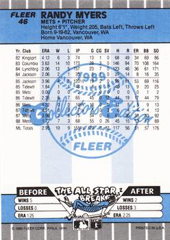 1989 Fleer - Glossy #46 Randy Myers Back