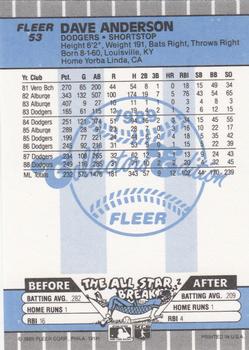 1989 Fleer - Glossy #53 Dave Anderson Back